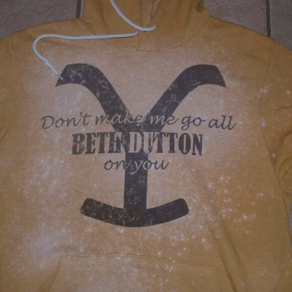 Gold Tie Die Sz Large YELLOWSTONE BETH DUTTON Lightweight Hooded Sweatshirt - Picture 2 of 2